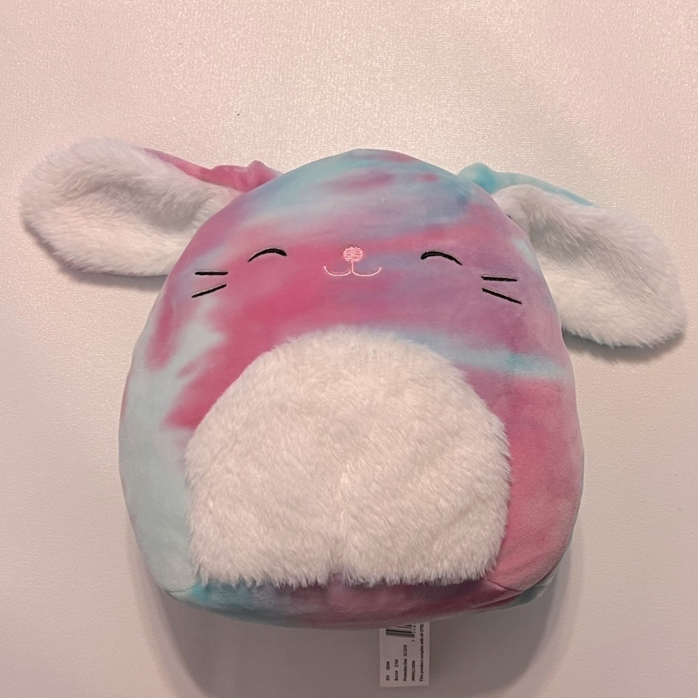 Squishmallow 8” Ryder Tie Dye Rainbow Rabbit Bunny W/Fuzzy Belly - Missing Tag